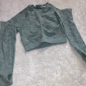 Gymshark olive green camo workout crop top